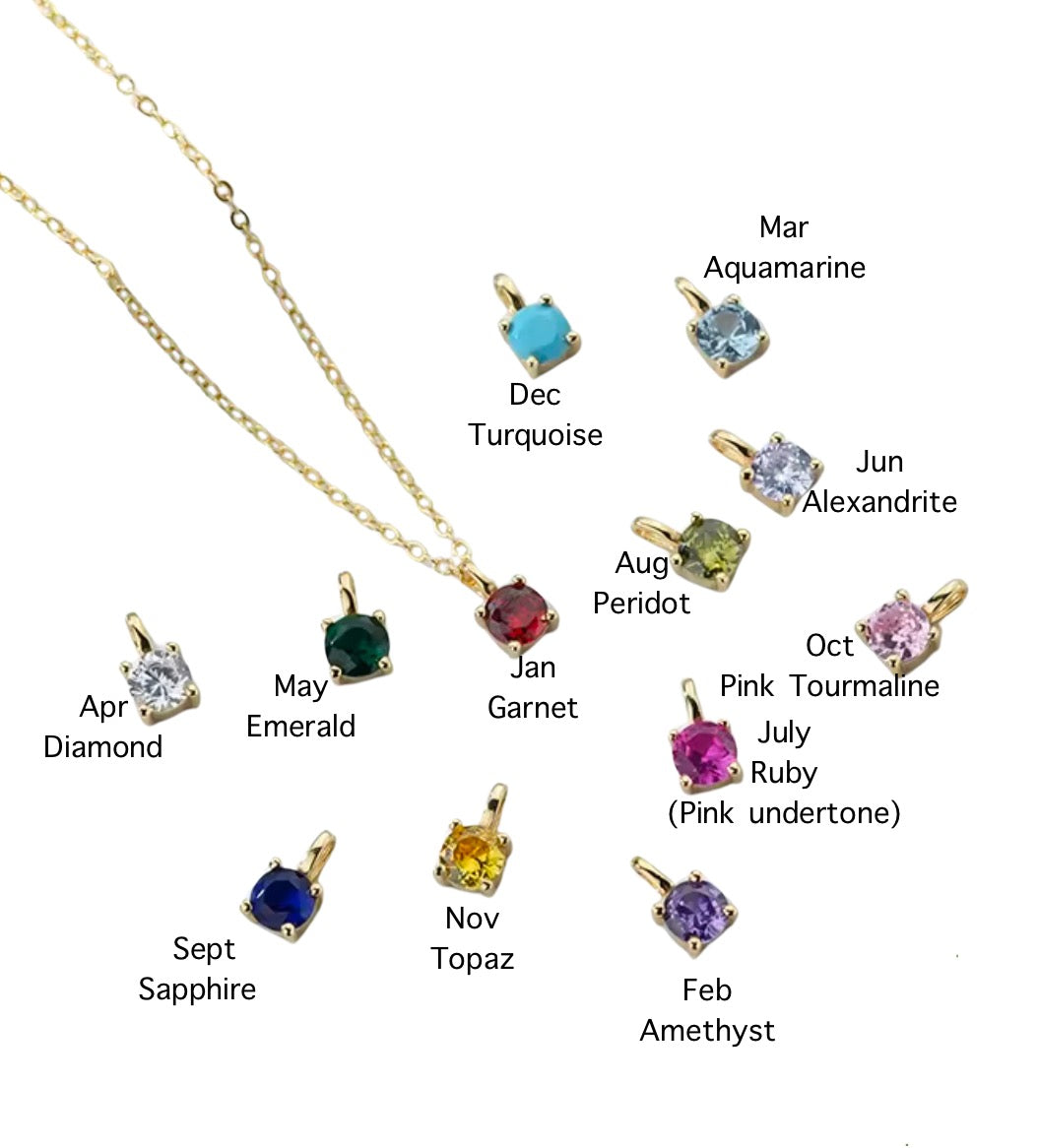 18K Gold Birth Flower with Birthstone Pendant by Cess & Co