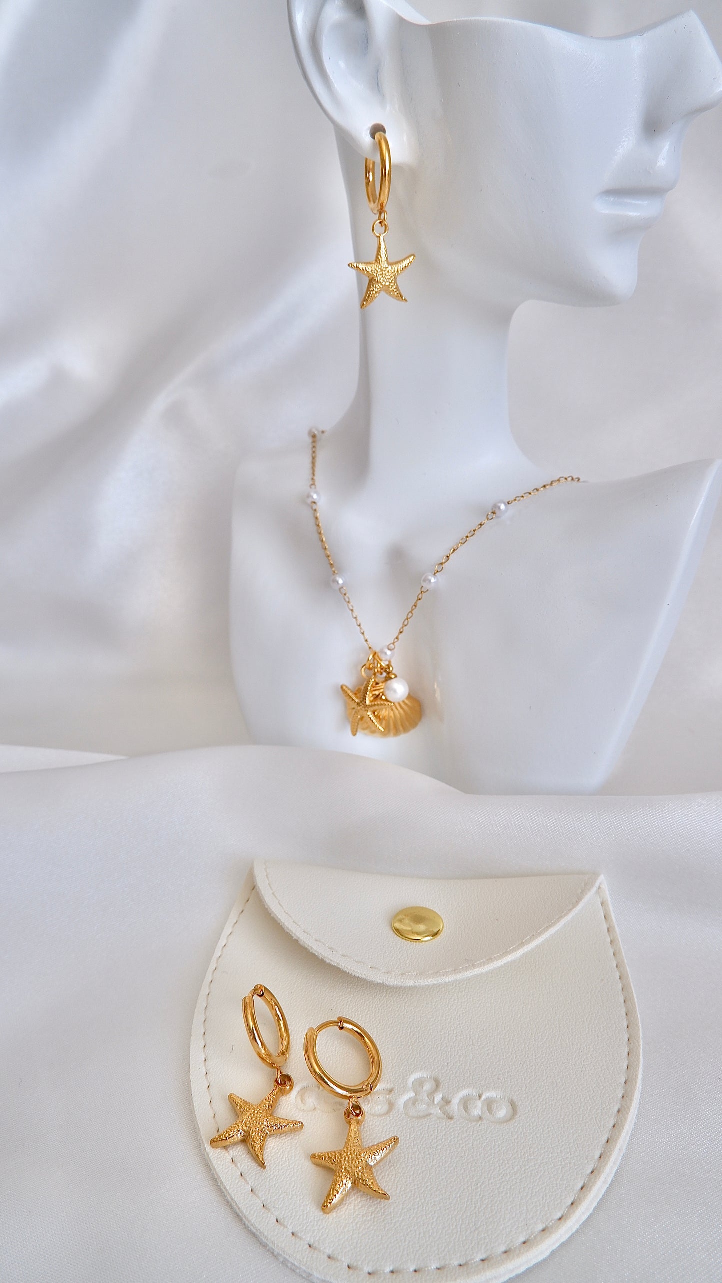 Sea Shell Starfish and Pearl Necklace