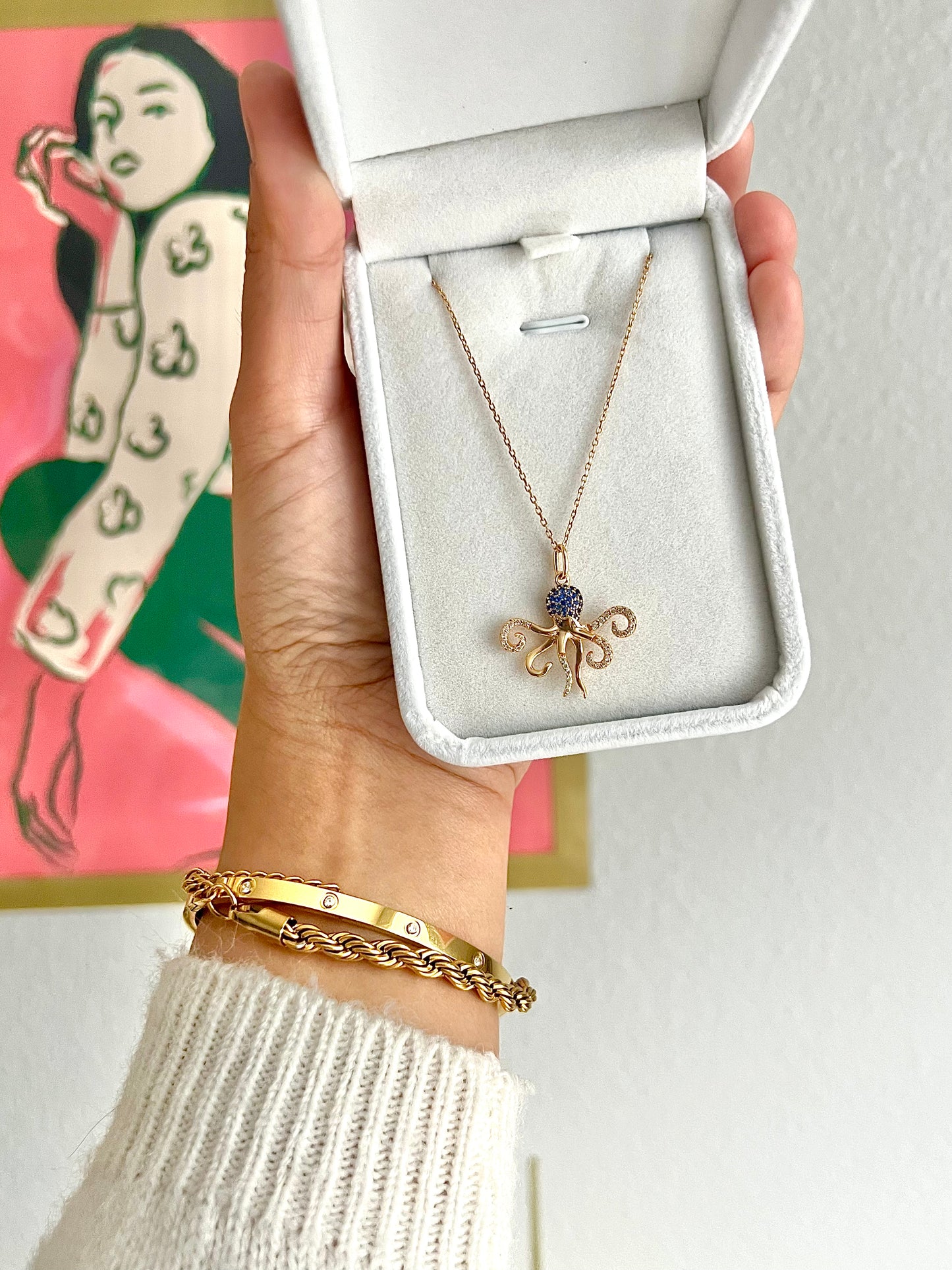 Blue Octopus Necklace