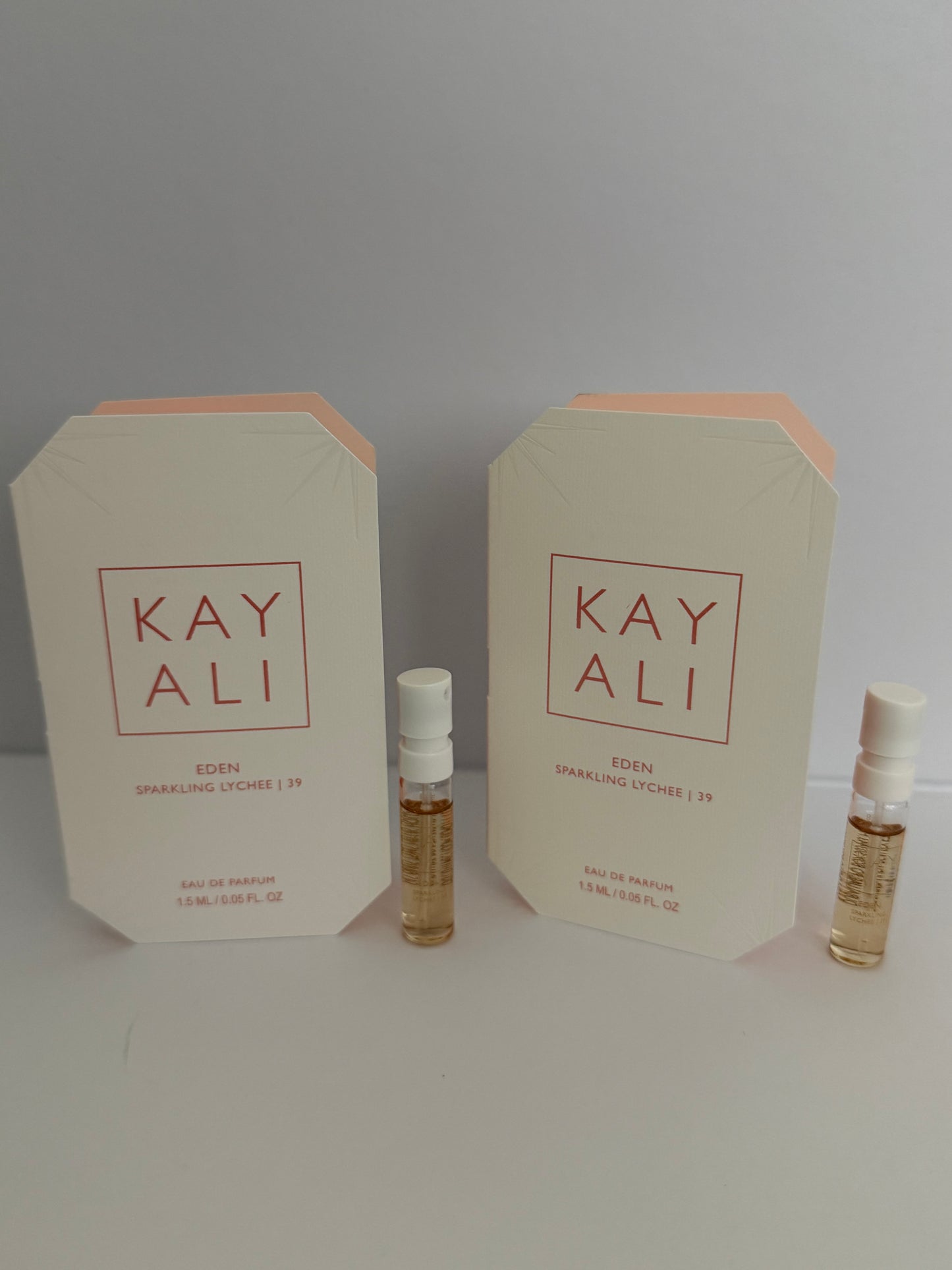 2 x Kayali Eden Sparkling Lychee 39 Eau de Parfum Sample Spray .05oz, 1.5ml each