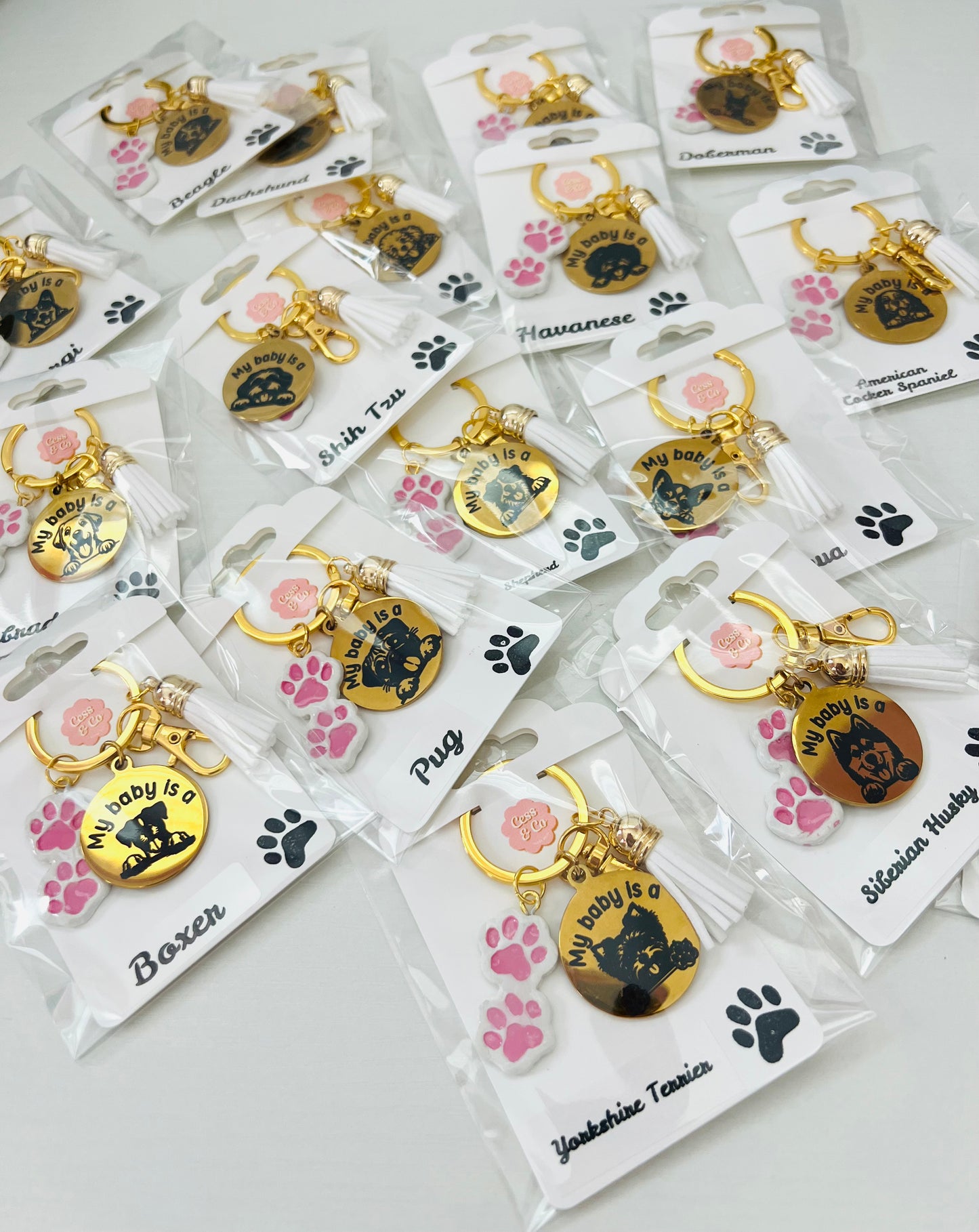 Dog Engraved Keychain-Gold