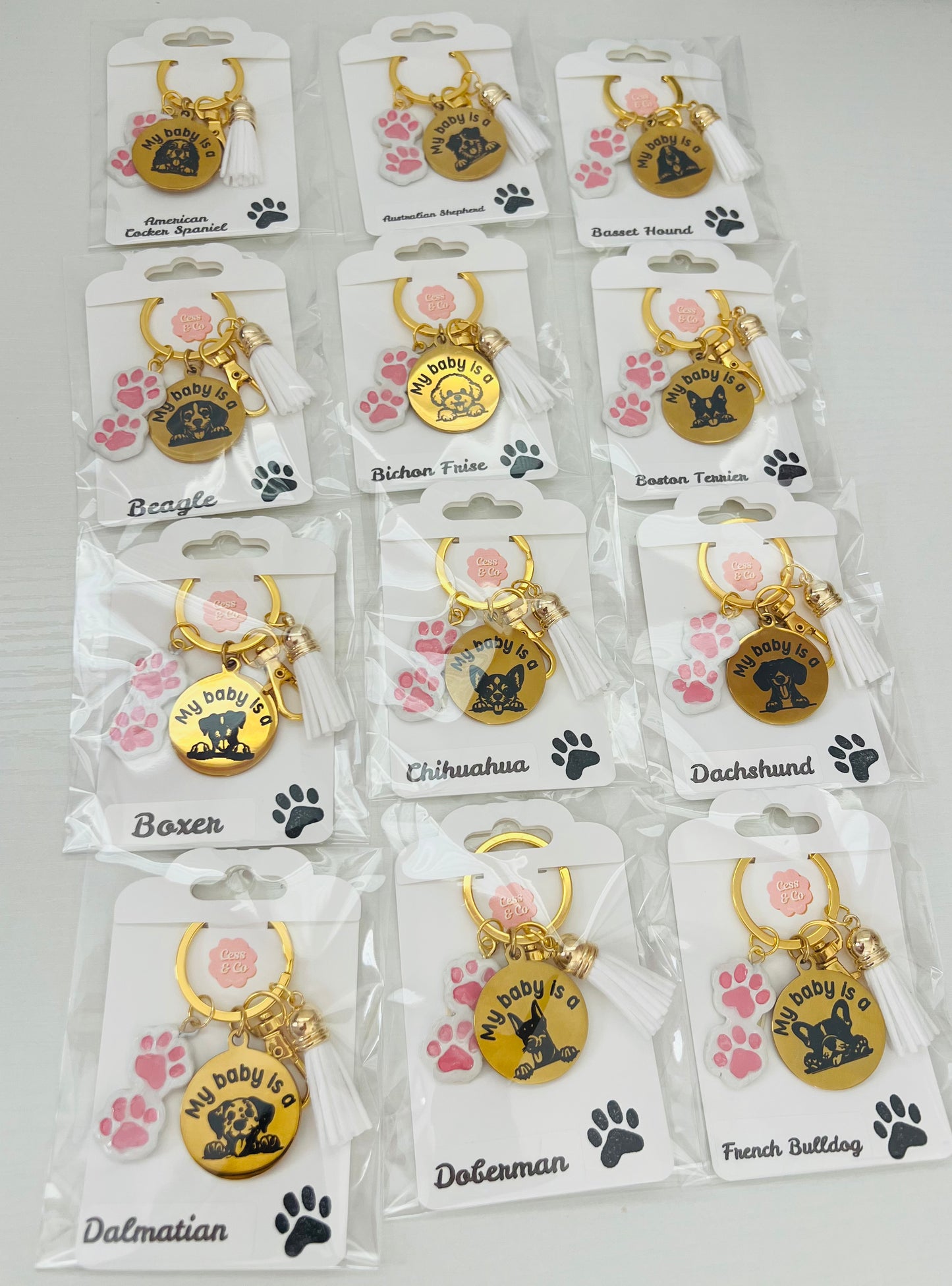 Dog Engraved Keychain-Gold