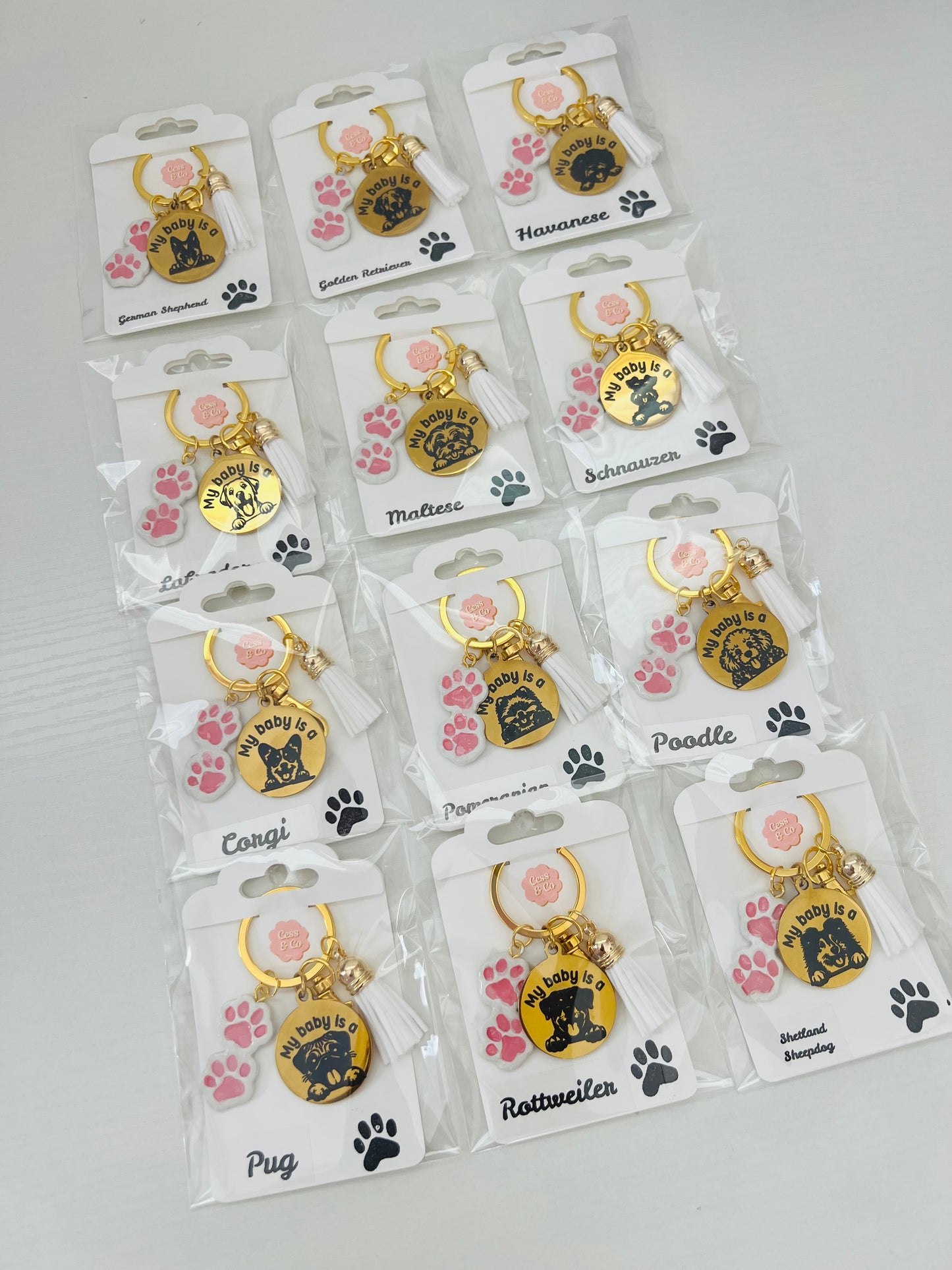Dog Engraved Keychain-Gold