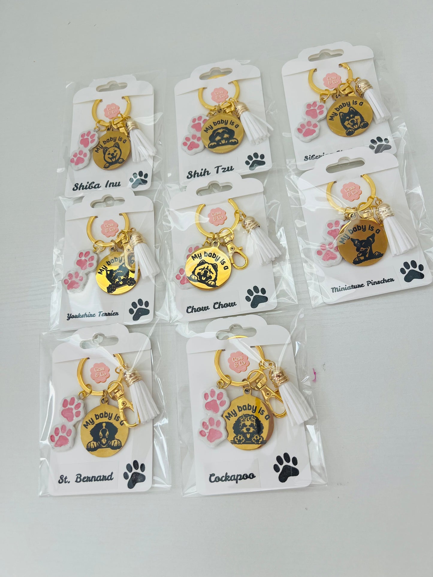 Dog Engraved Keychain-Gold