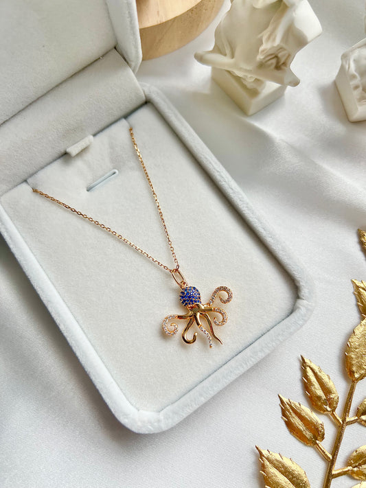 Blue Octopus Necklace